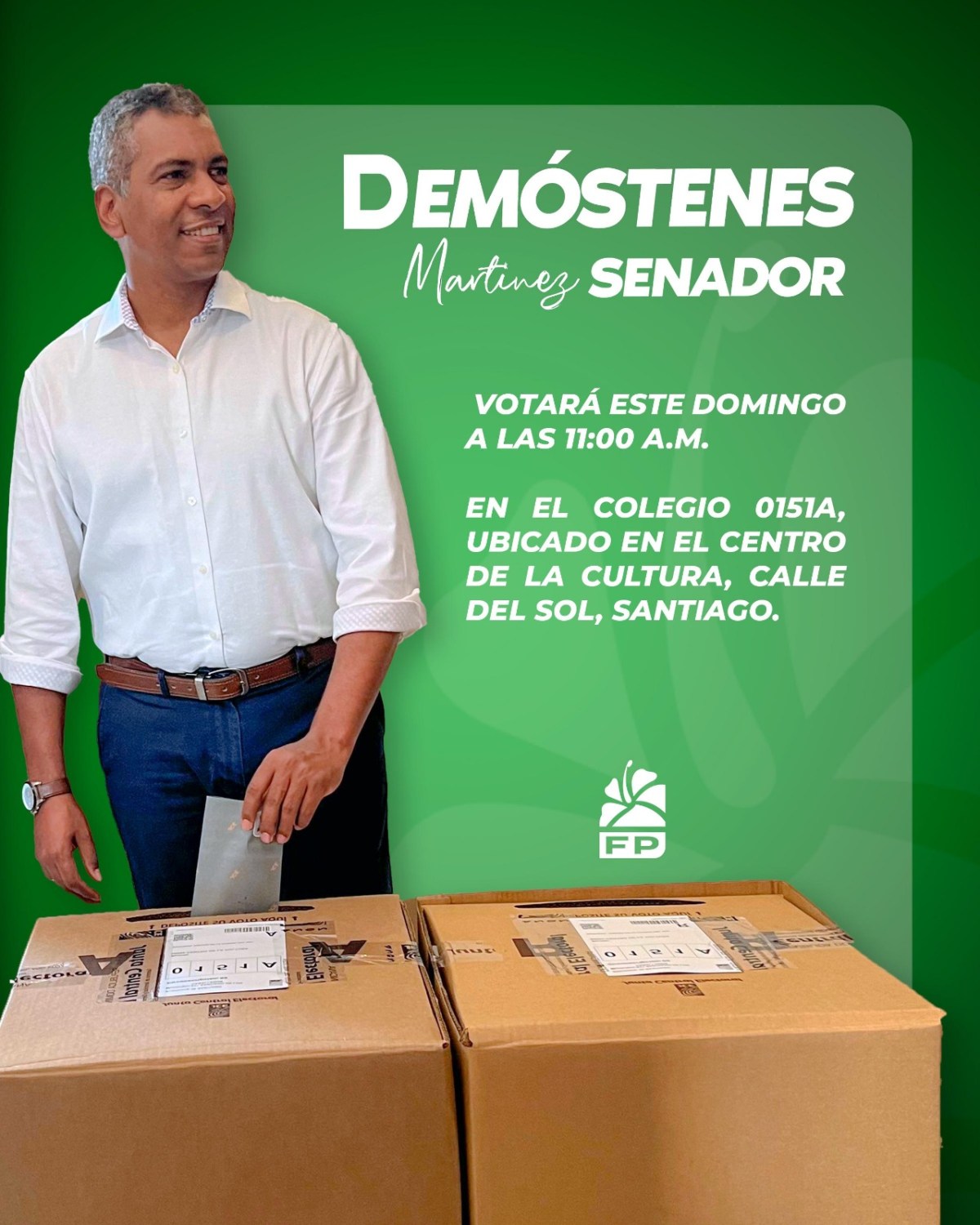 Demóstenes Martínez votará a las 11 am este domingo en el Centro de la Cultura de&nbsp;Santiago